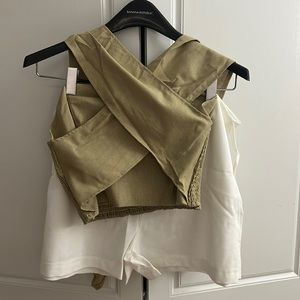 White linen shorts with beige top (set)